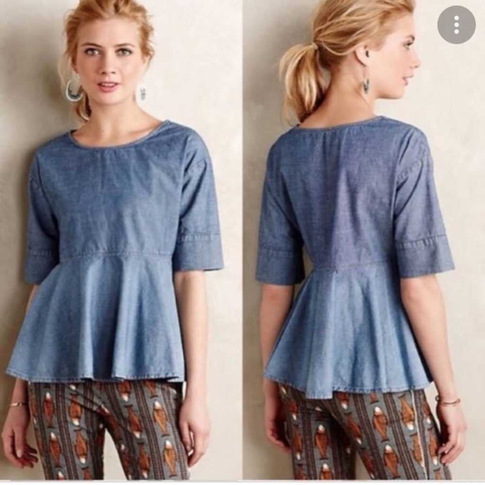 AG Adriano Goldschmied chambray peplum ombré top Large